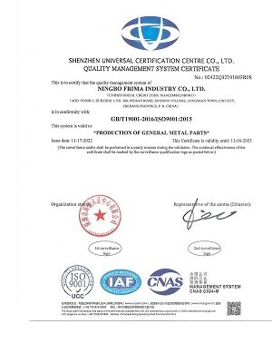 Ningbo FRIMA Chinese and English Certificate